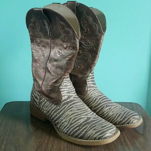 Roper Gold Glitter Zebra Cowgirl Boots ❤ 3+ BUNDLE